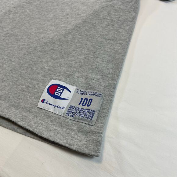 Champion 100 Year Anniversary Embroidered Logo T-Shirt Gray Men's Large - Picture 5 of 9